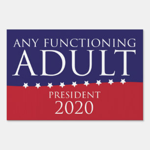 Any Functioning Adult for President Yard Sign
