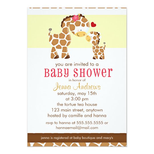 Any Gender Cute Giraffe Baby Shower Card