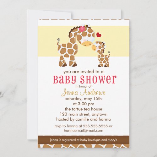 Any Gender Cute Giraffe Baby Shower Announcement
