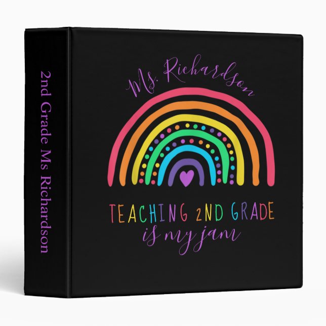 Any Grade Bright Rainbow Teaching is my Jam 3 Ring Binder (Front/Spine)
