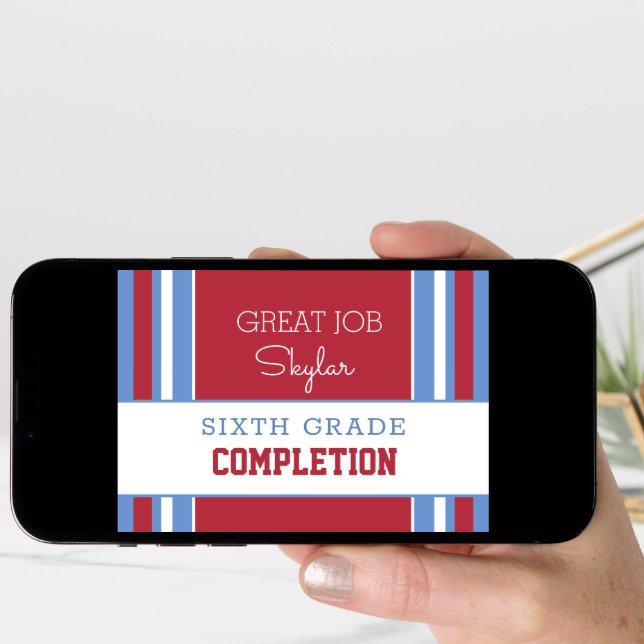 Any grade! Custom grade completion card!  Card (Front Digital)