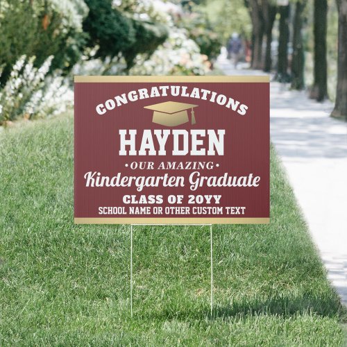 ANY Grade Graduation Burgundy Gold  White Yard Sign