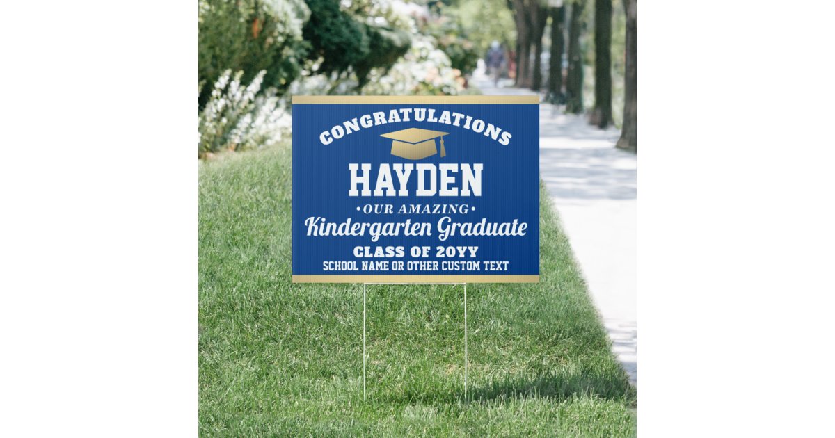 ANY Grade Graduation Royal Blue, Gold & White Yard Sign