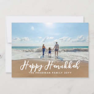 Any Greeting Custom Color Backer Hanukkah Photo Holiday Card