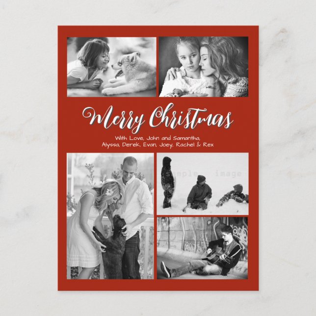 Any Greeting Multi Photo Family Christmas Postcard (Front)