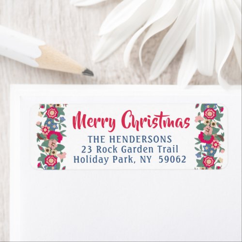 Any Greeting Retro Holiday Floral Return Address Label