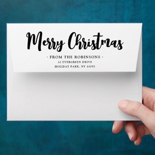 Any Greeting Return Address Black White Christmas Envelope
