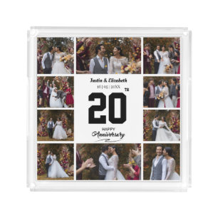 Any Happy Anniversary 10 Photo Collage Acrylic Tray