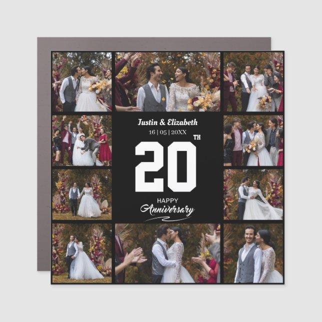 Any Happy Anniversary 10 Photo Collage Car Magnet (Front)