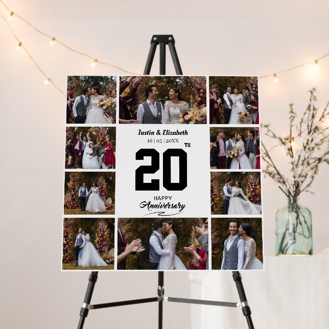 Any Happy Anniversary 10 Photo Collage Foam Board (In Situ (Stand))