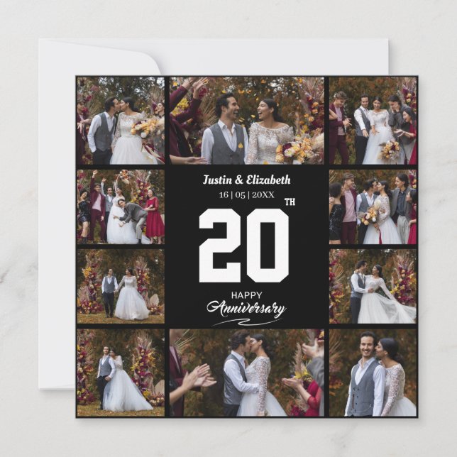 Any Happy Anniversary 10 Photo Collage Thank You Card (Front)