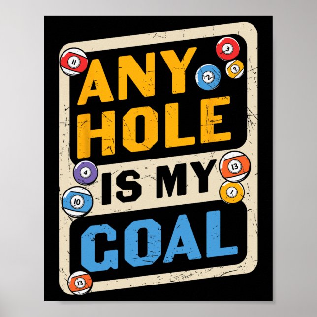 Any Hole Is My Goal Billard Quote Funny  Poster (Front)