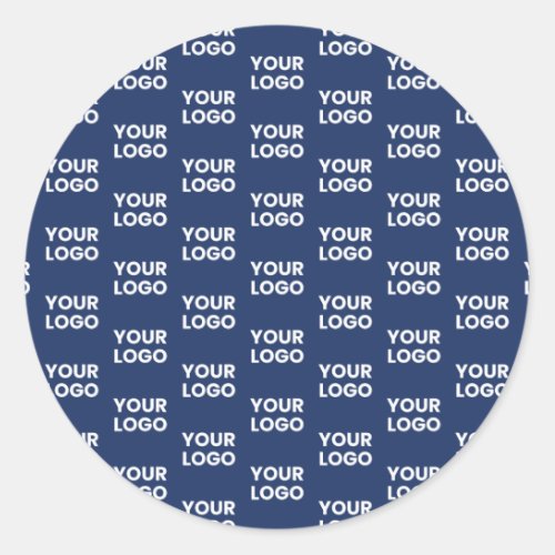 Any Image or Business Logo Editable Dark Navy Blue Classic Round Sticker