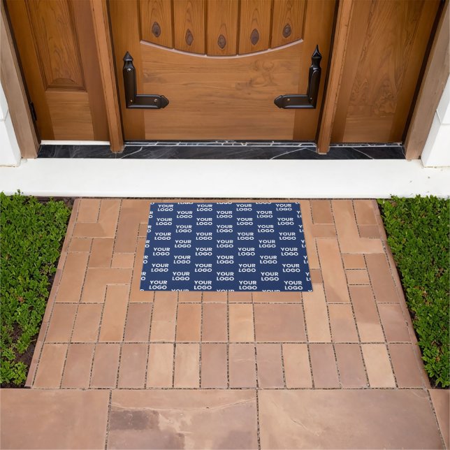 Any Image or Business Logo Editable Dark Navy Blue Doormat (Outdoor)