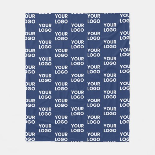 Any Image or Business Logo Editable Dark Navy Blue Fleece Blanket