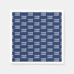 Any Image or Business Logo Editable Dark Navy Blue Napkins