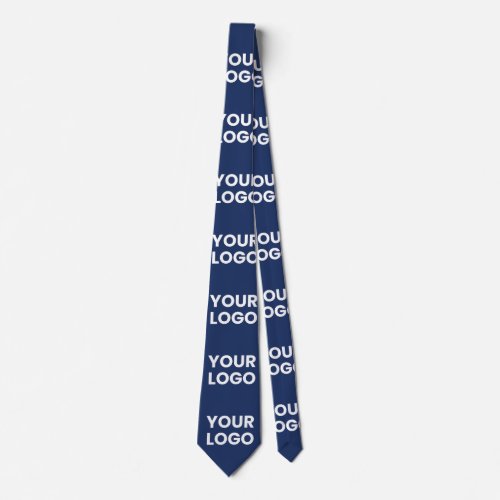 Any Image or Business Logo Editable Dark Navy Blue Neck Tie