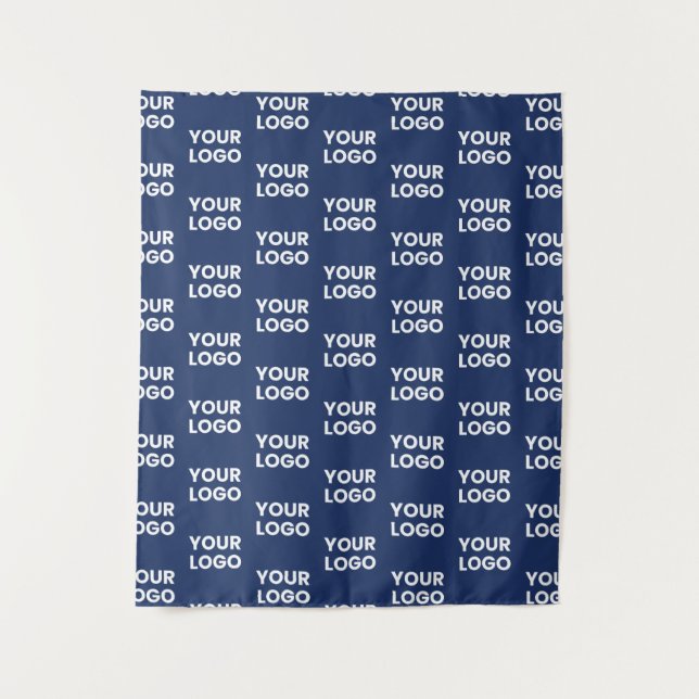 Any Image or Business Logo Editable Dark Navy Blue Tapestry (Front)