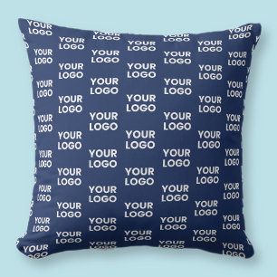 Any Image or Business Logo Editable Dark Navy Blue Throw Pillow