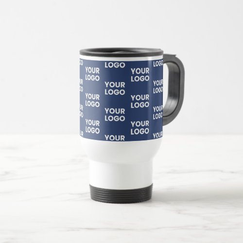 Any Image or Business Logo Editable Dark Navy Blue Travel Mug