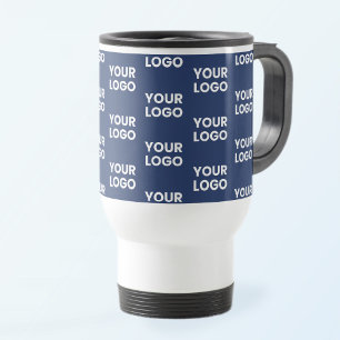 Any Image or Business Logo Editable Dark Navy Blue Travel Mug