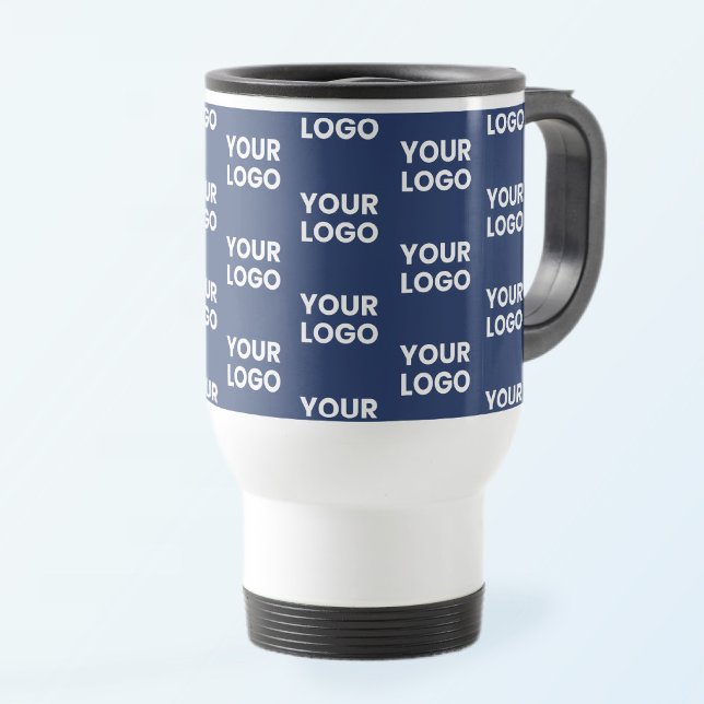 Any Image or Business Logo Editable Dark Navy Blue Travel Mug (Creator Uploaded)