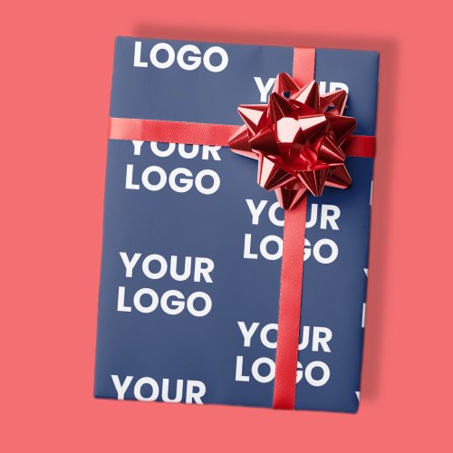 Any Image or Business Logo Editable Dark Navy Blue Wrapping Paper