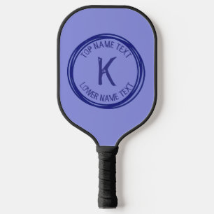 Any Initial, Name or Text Hand Drawn Blue Circle Pickleball Paddle