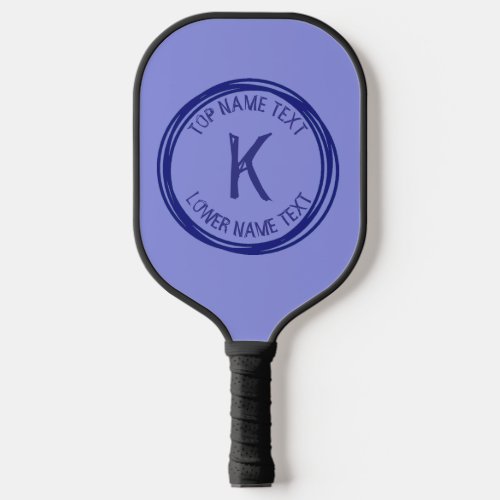Any Initial Name or Text Hand Drawn Blue Circle   Pickleball Paddle