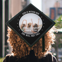 Any Inspirational Quote &amp; Photo Black and White Graduation Cap Topper