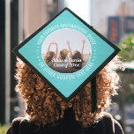 Any Inspirational Quote Photo Brushed Teal Blue Graduation Cap Topper<br><div class="desc">Add an elegant personalized touch to your college or high school commencement with this teal blue and white custom photo inspirational graduation cap topper. Quote can be customized to any favorite motivational saying, school name and degree, thanks mom and dad, or other message of your choice. (IMAGE PLACEMENT TIP: An...</div>