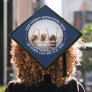 Any Inspirational Quote & Photo Navy Blue & White Graduation Cap Topper