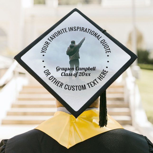 Any Inspirational Quote & Photo Overlay Collage Graduation Cap Topper (Creator Uploaded)