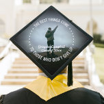 Any Inspirational Quote & Photo Overlay Typography Graduation Cap Topper<br><div class="desc">Add an elegant personalized touch to your college or high school commencement with this custom photo inspirational graduation cap topper. Quote can be customized to any favorite motivational saying, school name and degree, thanks mom and dad, or other message of your choice. (IMAGE PLACEMENT TIP: An easy way to center...</div>