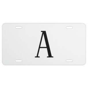 Any Letter Black & White or DIY Colors License Plate