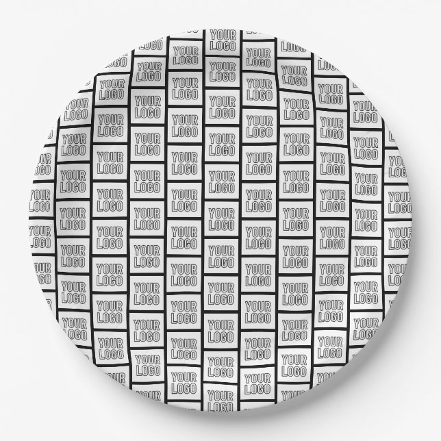 Any Logo or Image Repeating Pattern Paper Plates (Front)