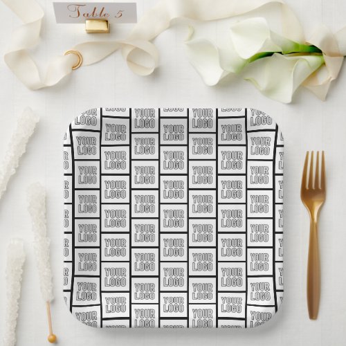 Any Logo or Image Repeating Pattern Paper Plates