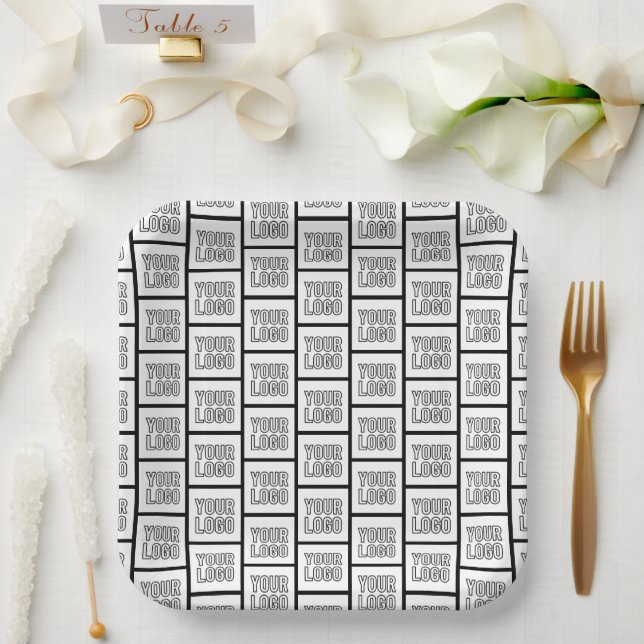 Any Logo or Image Repeating Pattern Paper Plates (Wedding)