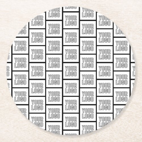 Any Logo or Image Repeating Pattern Round Paper Coaster