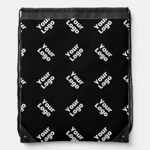 Any Logo or Uploaded Image   Scattered Pattern  Drawstring Bag