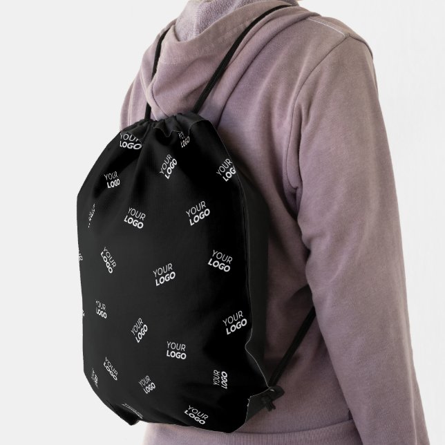 Any Logo or Uploaded Image | Scattered Pattern  Drawstring Bag (Insitu)
