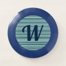 Any Monogram Blue Striped Frisbee