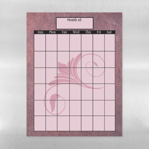 Any Month Calendar on Dusky Rose Stone Magnetic Dry Erase Sheet