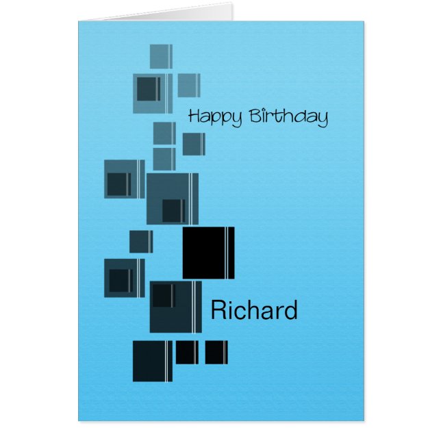 Any Name Abstract Design Blue Birthday Card (Front)