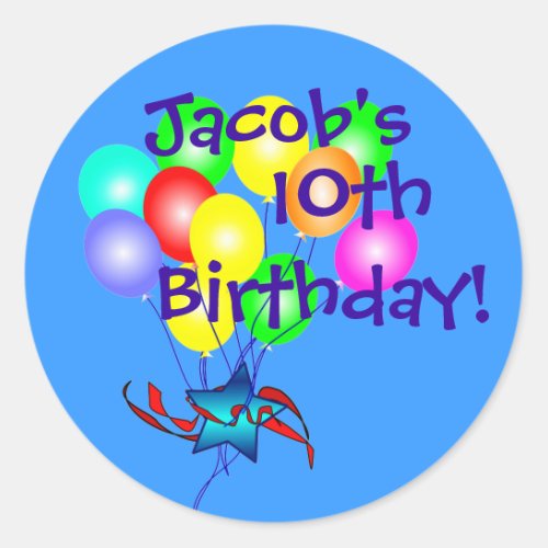 Any Name  Age Fun Birthday Balloons Stickers