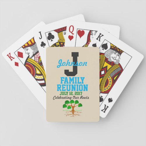 Any Name Any Date Family Reunion Black Blue Poker Cards