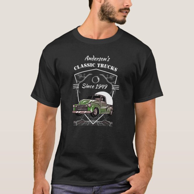 Any Name Classic Trucks Date Green Chevy Pickup  T-Shirt (Front)