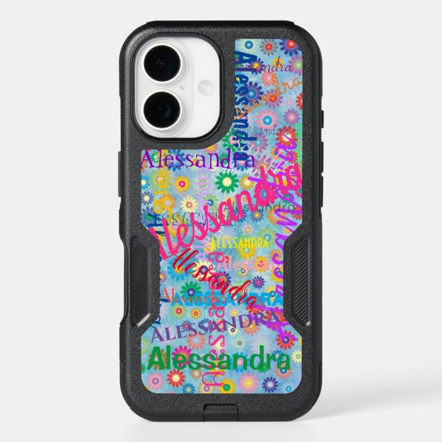 Any Name Collage with Flowers Girly Fun Otterbox iPhone Case (Back)
