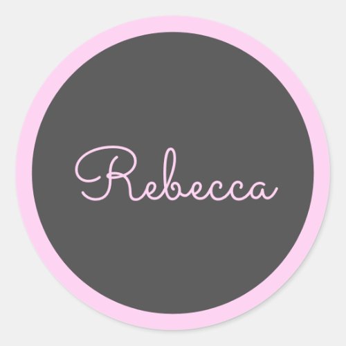 Any Name  Cool Editable Pink Script  Border Classic Round Sticker