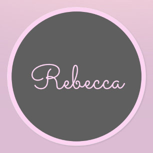 Any Name   Cool Editable Pink Script & Border Classic Round Sticker
